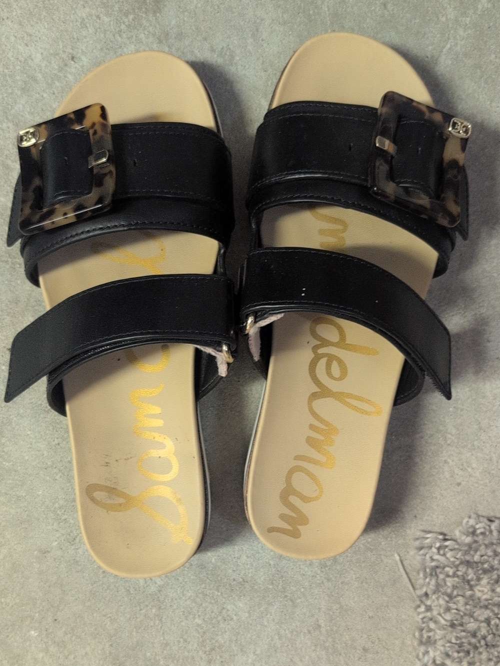 Sam Edelman Black Double-Strap Slide Sandals